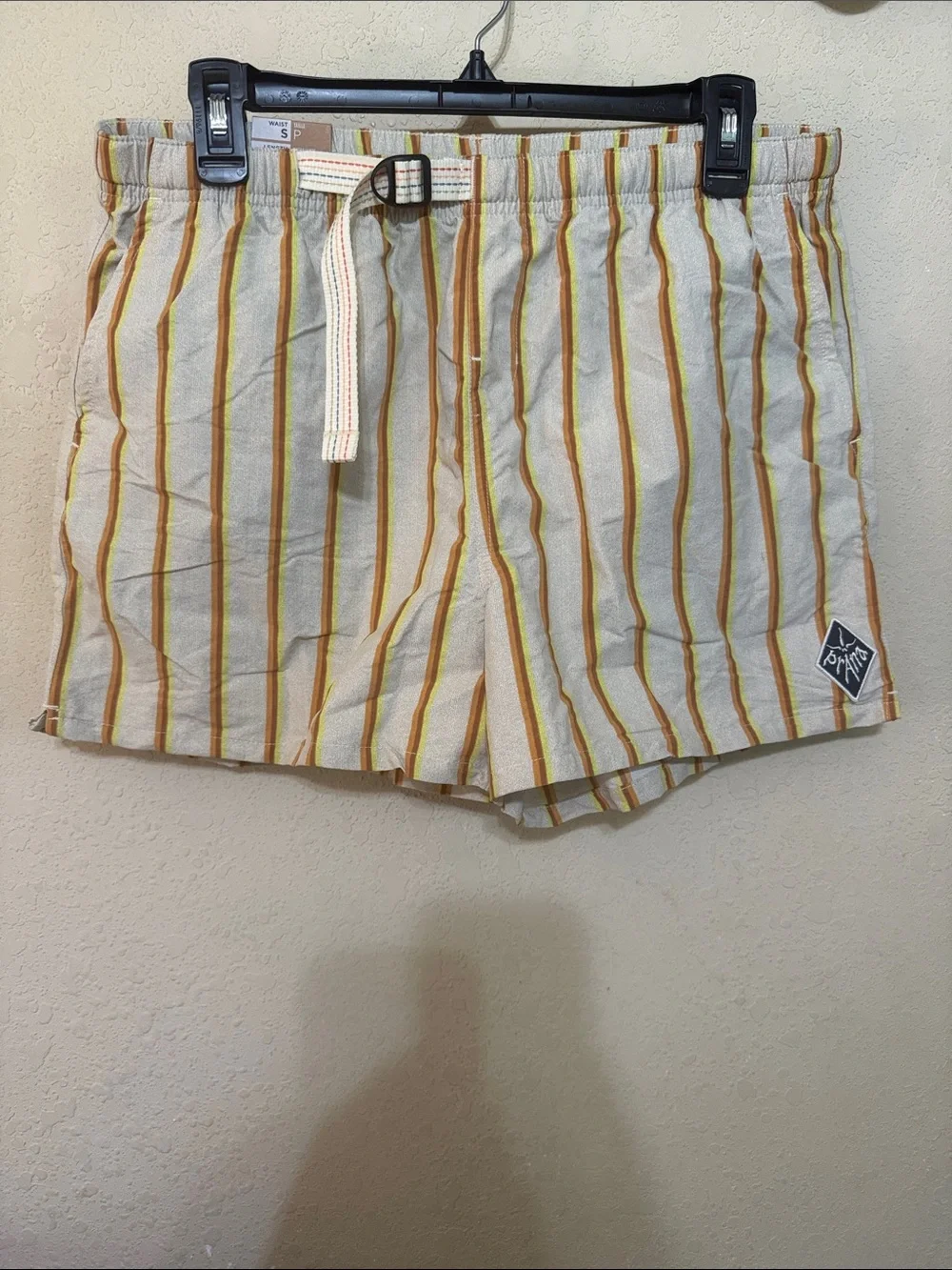PrAna indigo heritage short Men's Beige Striped Athletic Shorts with Drawstring